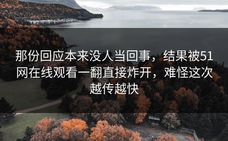 那份回应本来没人当回事,结果被51网在线观看一翻直接炸开,难怪这次越传越快